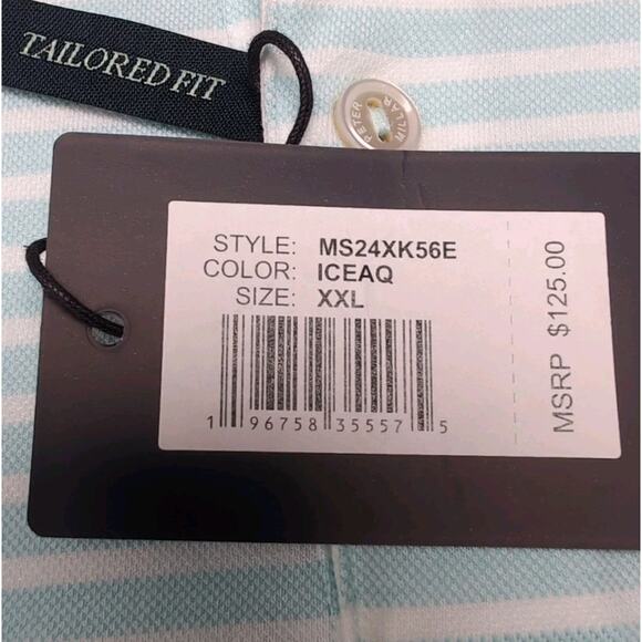 Peter Millar Light Blue and White Striped Polo Shirt - Picture 12 of 16